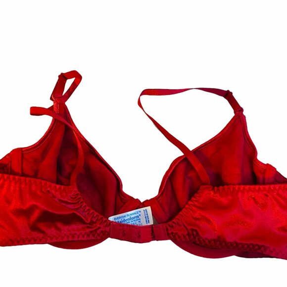 #4605 MAIDEN FORM Red Lace Lightly Padded TShirt Bra SIZE 36C - Picture 8 of 9